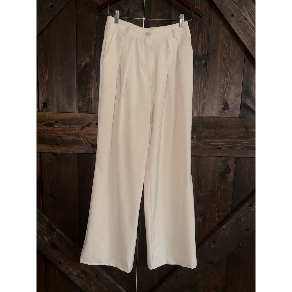 NASTY GAL Women's Sz 4‎ Dress Pants Trousers Wide Leg Summer Beige Tan